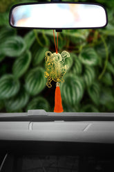 Flying Hanuman/Bajrang Bali Hanging Accessories for Car Rear View Mirror Décor in Brass